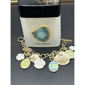 Sigrid Olsen Dull Gold Charm Bracelet - Beachy Theme, Sandollars & Beach Theme